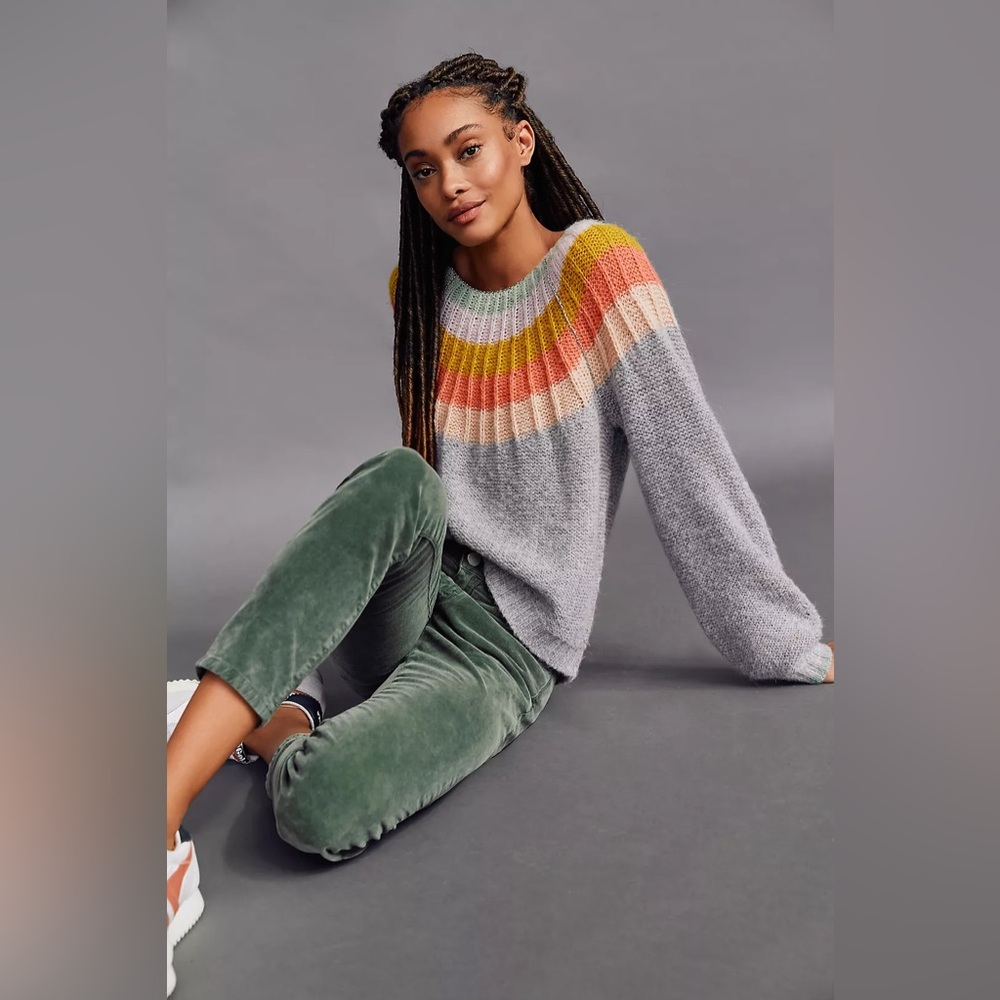 Anthropologie Colleen Multicolor Striped Alpaca Wool Blend Sweater